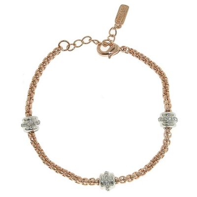 Rose gold, rhodium & swarovski crystal station chain bracelet